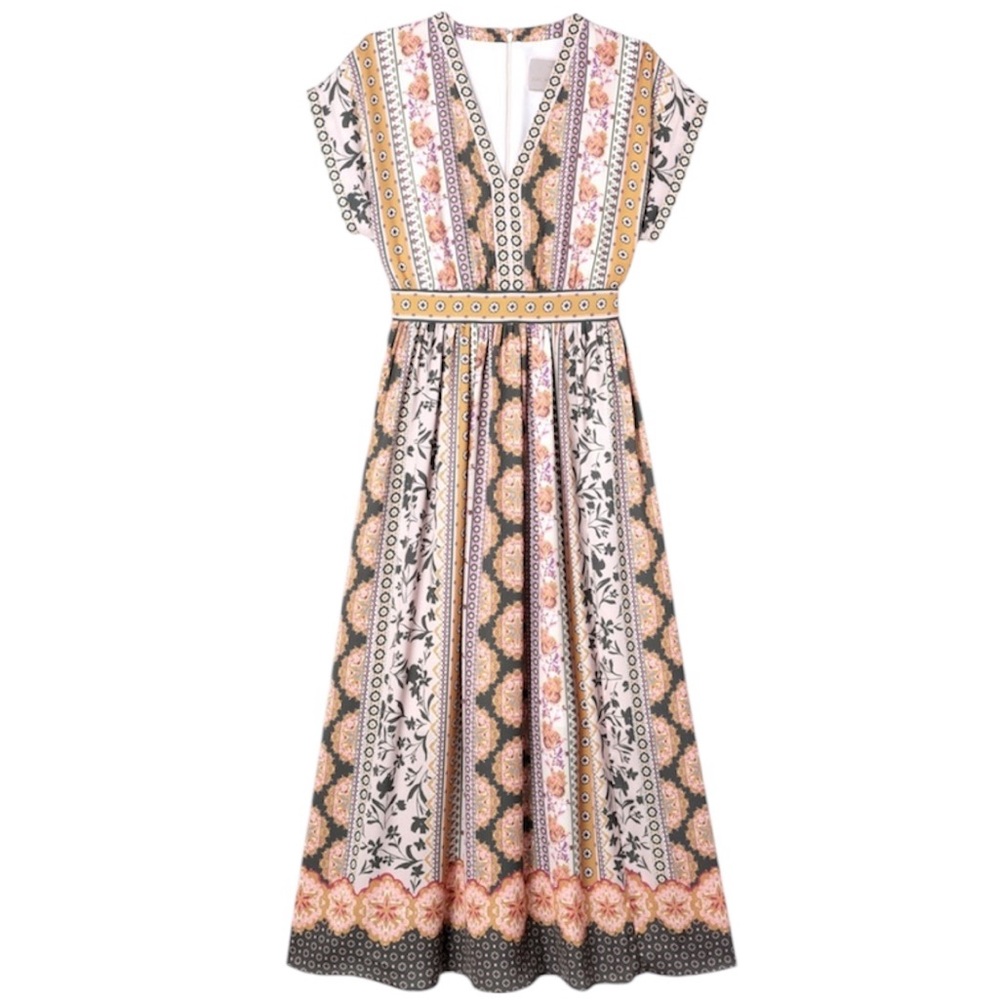 GAL MEETS GLAM Liza Floral Patterned Midi Dress